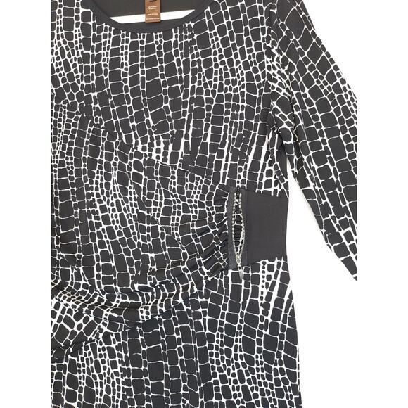 Multiples Tunic Top Ruched Side Zip Accent Women L Scoop Neck 3/4 Sleeve Black - Picture 11 of 11